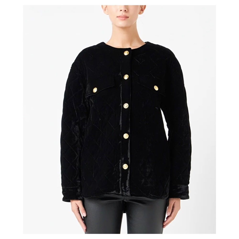 Anthropologie • Endless Rose • Quilted Velvet Jacket • Size Small